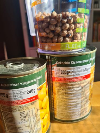 Kichererbsendosen für Maßeinheiten